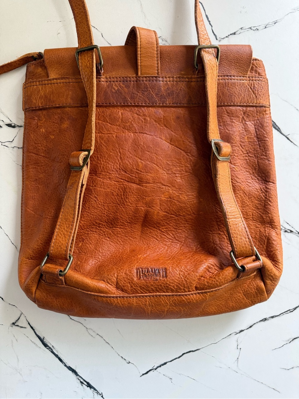 Duluth Trading Co Lifetime Leather Convertible backpack- minimalist- Brown - Picture 5 of 8